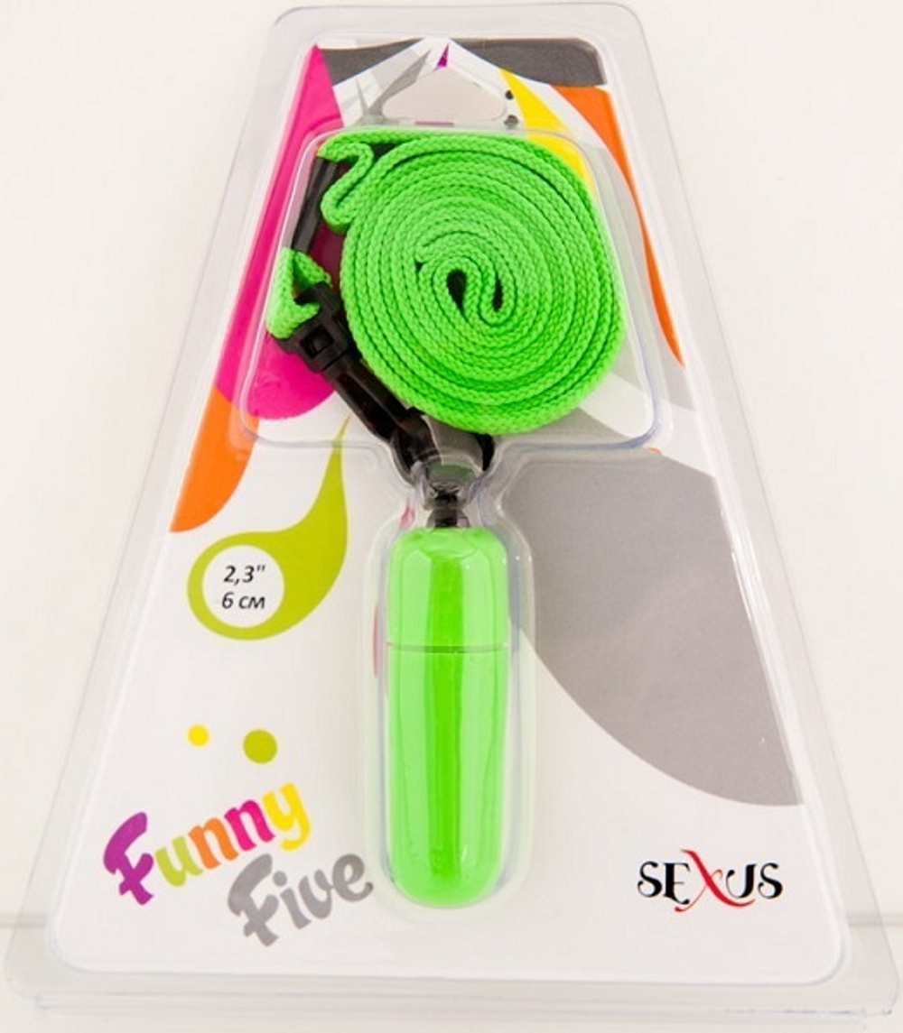 Зеленая вибропулька с ремешком на шею, 6 см.