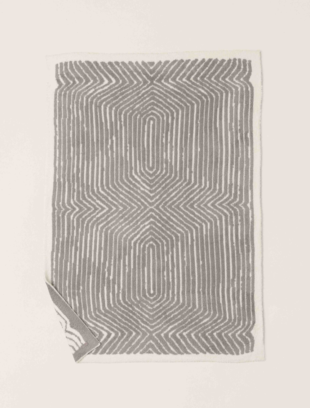 Плед 137х183 Barefoot Dreams Asscher кремовый с серым трикотажный