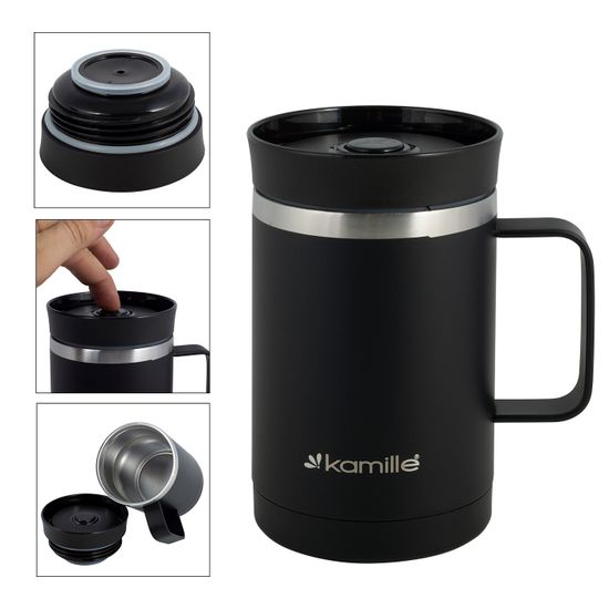 Термокружка 360 мл. из нержавеющей стали Kamille KM-2038 с ручкой
