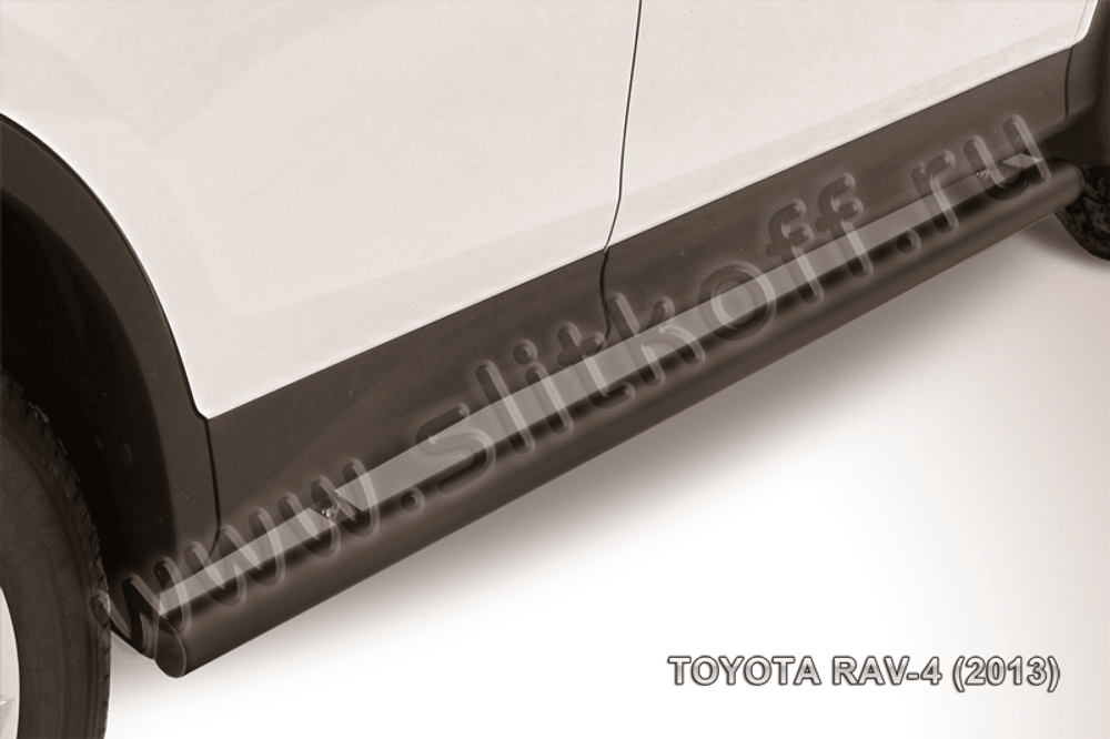 Пороги стальные Toyota Rav-4 (2012-2015) d76 труба (черные)