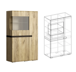 Шкаф витрина малая (440)  Ультра серый крафт/дуб приморский