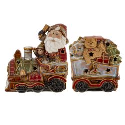 GAEM Набор из 2шт: Фигурка декор c подсветкой "Дед Мороз на поезде" (LR44x6), L26 W9 H15,5 см