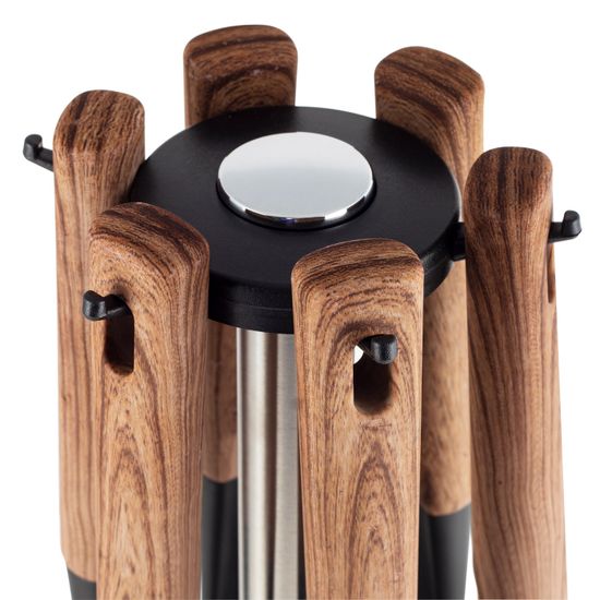 Набор кухонных принадлежностей Ofenbach NB 100902 (7 предметов) с подставкой с ручками под дерево