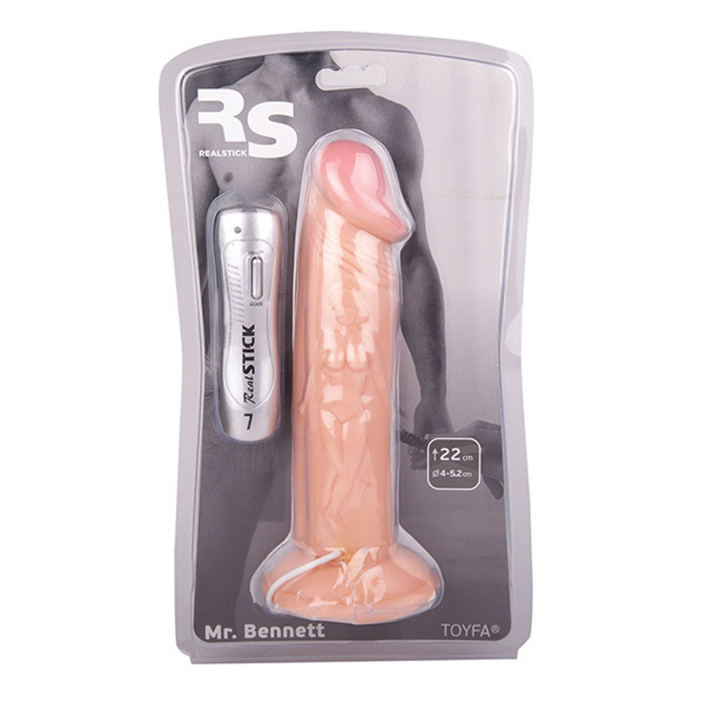 Вибратор 22см с фигурками мужчины и женщины на стволе ToyFa RealStick Nude 581012