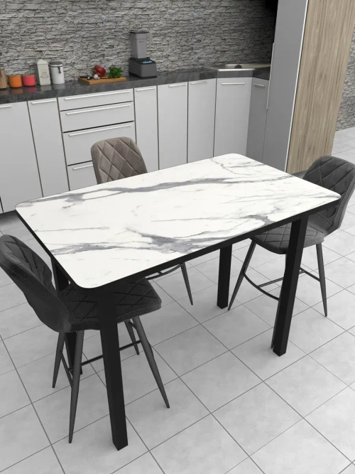 Обеденный стол "Мрамор белый" 100х60 см