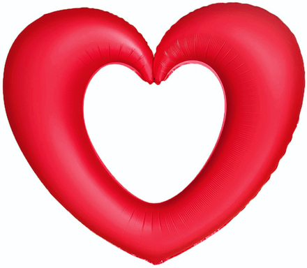 Шар (37''/94 см) Сердце, Контур, Красный, Сатин, 1 шт. в уп.