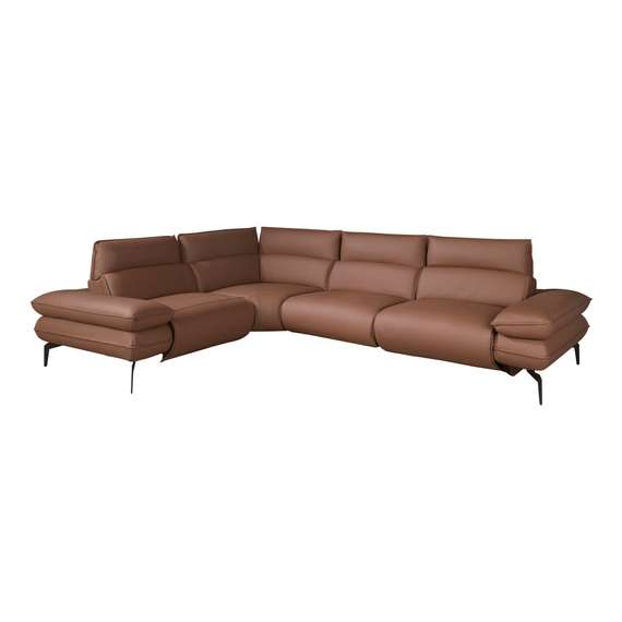 Угловой диван Relax из коричневой кожи, модель 6239