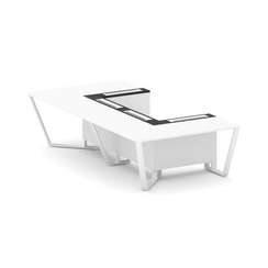 Steel Meet Стол переговорный П-образный KMK-PR.B.SP-07P Белый Бриллиант/Графит Глянец/Металл Белый 1