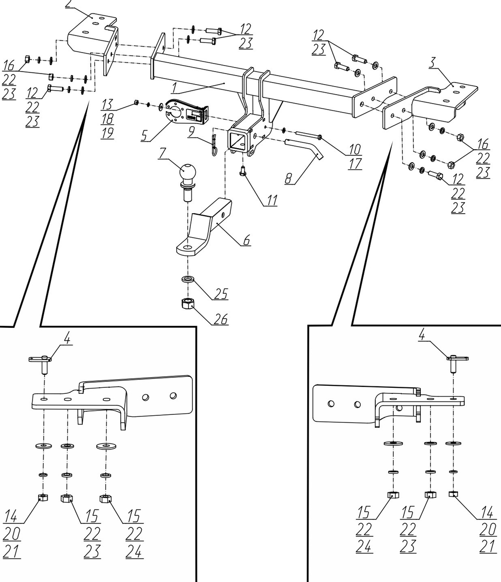 Фаркоп Berg для Haval H7 2025-, шар E, 2000/75 кг, F.9417.002