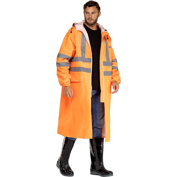 Плащ сигнальный влагозащитный Waterproof Line Extra-Vision WPL ПВХ на молнии оранжевый с СОП