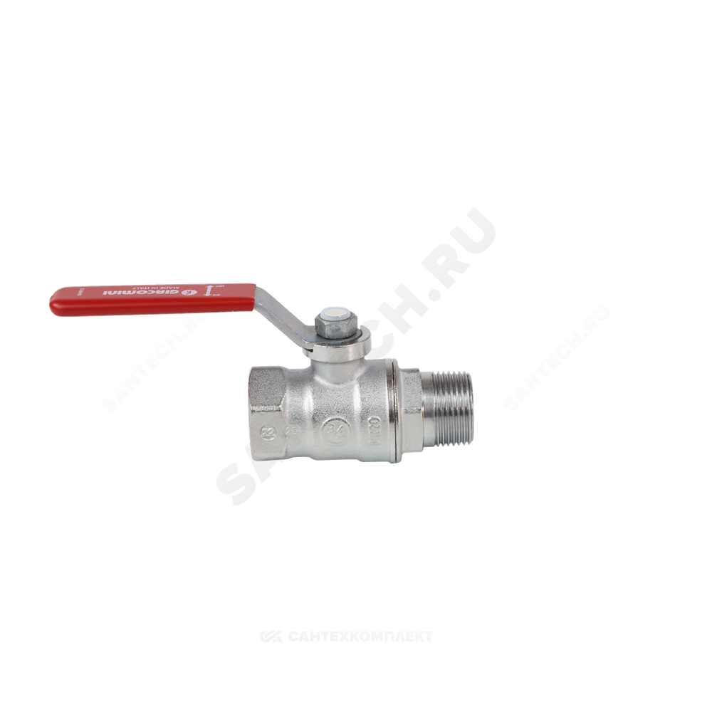 Кран шаровой латунь хром R254DL Ду 20 Ру42 ВР/НР рычаг красный Giacomini R254LX004