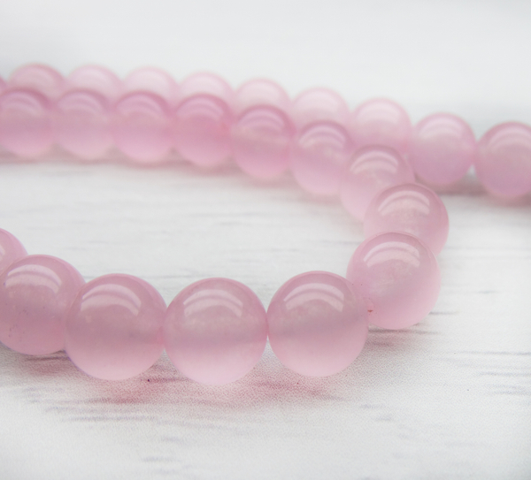 ПК023НН8 Бусины из природного камня кварц (розовый), размер: 8 мм, 10 шт.