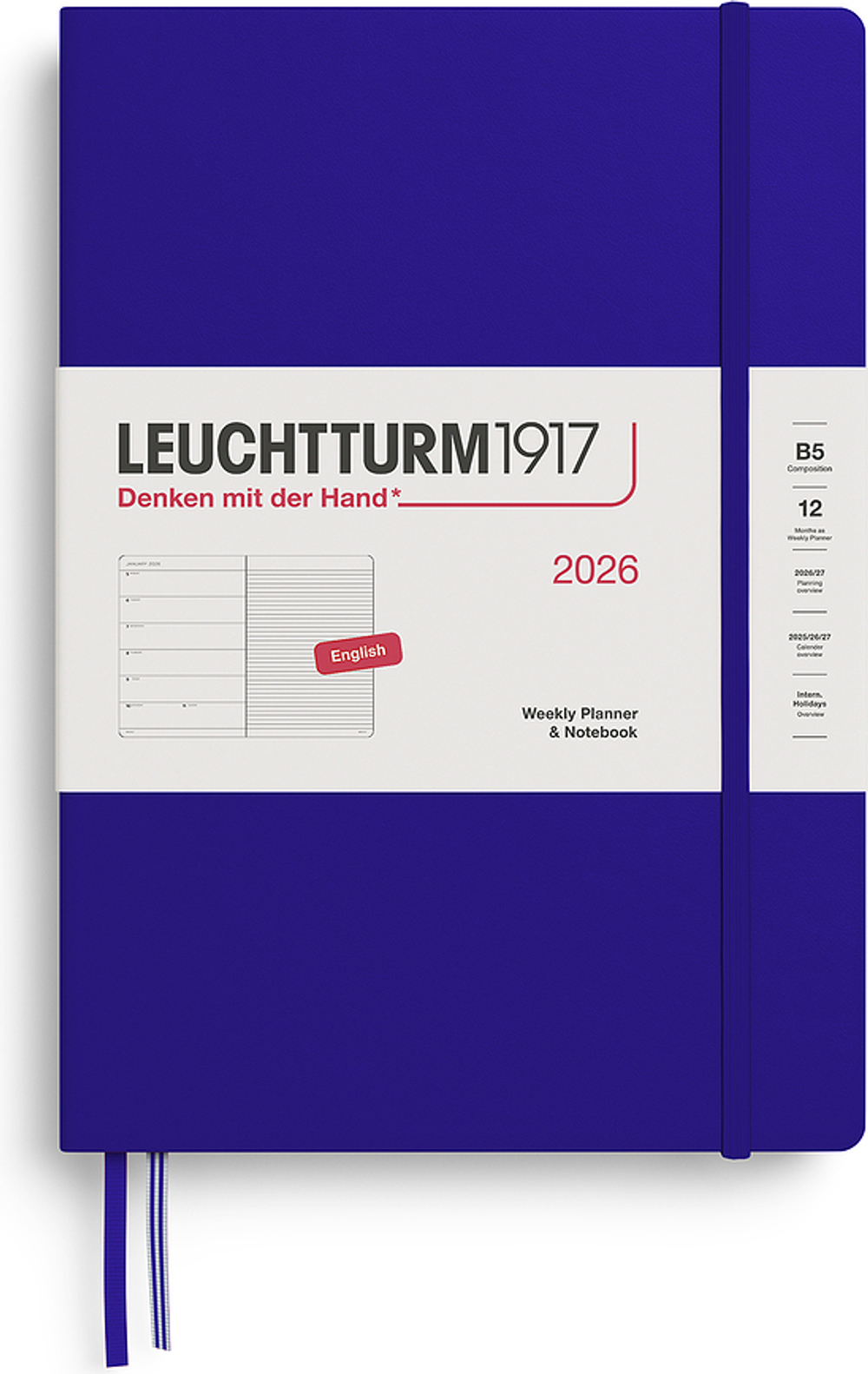 Блокнот Leuchtturm 1917, z notatnikiem 2026 EN, B5, в линейку, синий