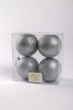 Набор новогодних шаров (4 шт) - глиттер