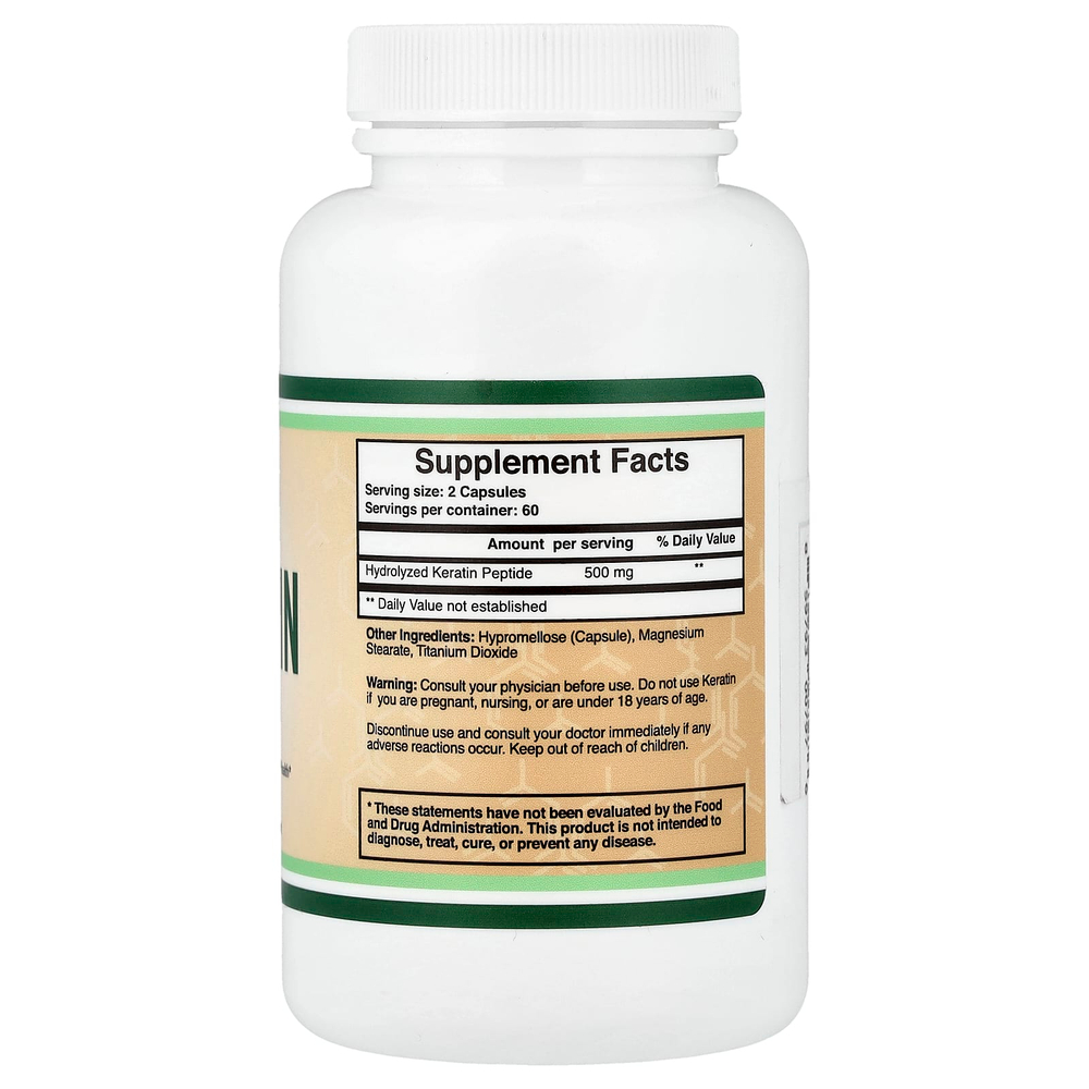 Double Wood Supplements, Кератин, 120 капсул (250 мг в каждой капсуле)