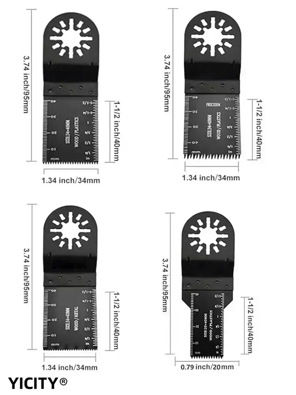 YICTIY Насадки для реноватора, набор 24шт. полотно пильное