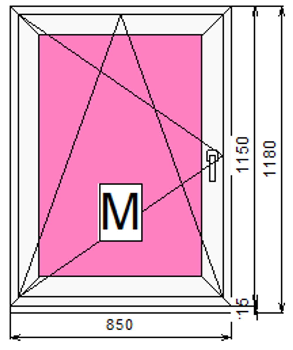 Пластиковое окно с поворотно-откидной створкой 1150 х 850 ТермА Эко + Москитная сетка