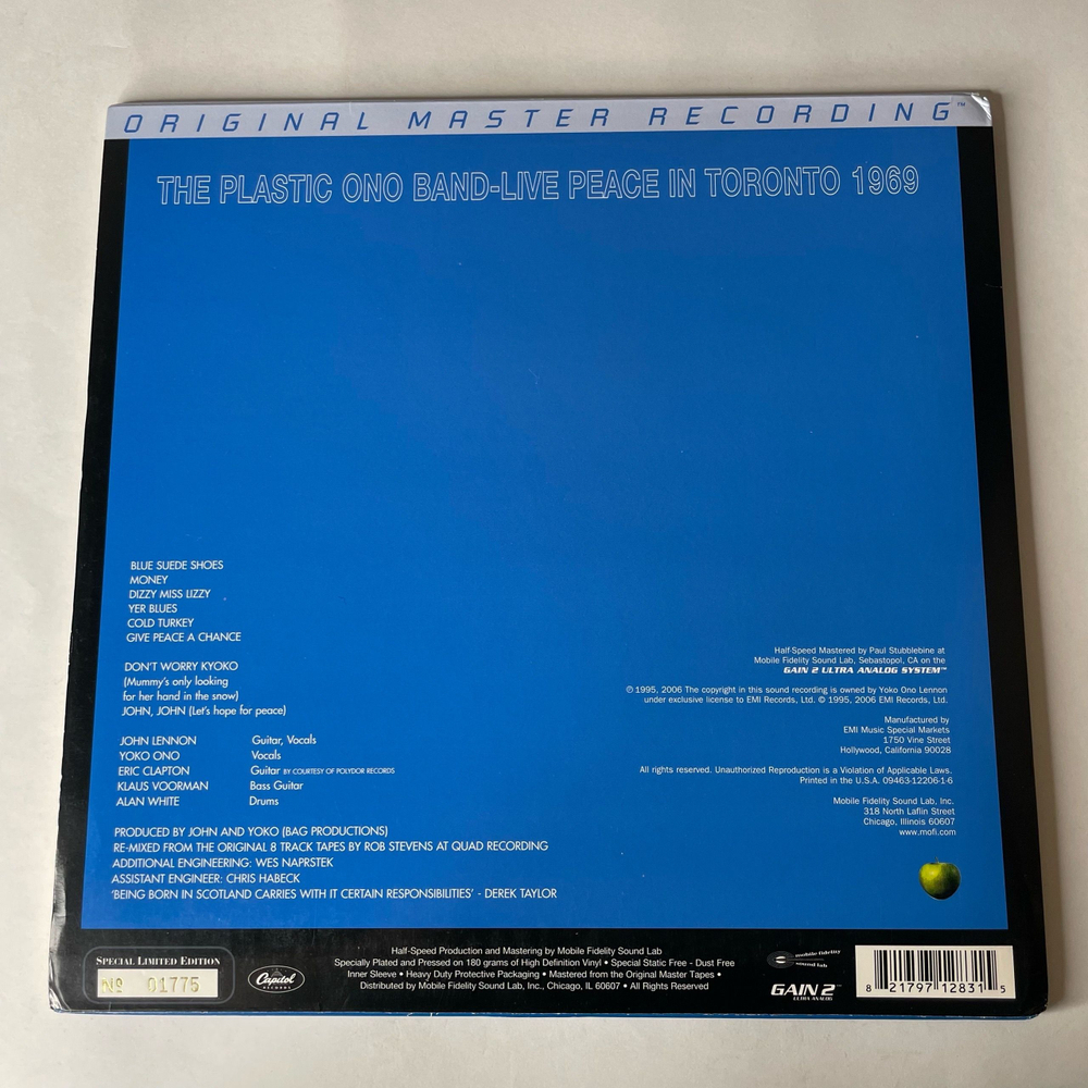 Винтажная виниловая пластинка LP John Lennon, The Plastic Ono Band, Live Peace In Toronto 1969 (США 2006) Original Master Recording