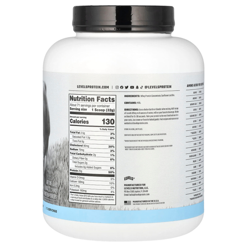 Levels, Порошок из сывороточного протеина от травяного откорма, без добавок, 2,27 кг (5 фунтов)
