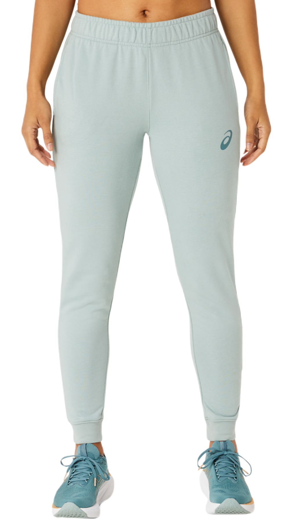 Женские теннисные брюки Asics Big Logo Sweat Pant - ocen haze/foggy teal -купить по выгодной цене