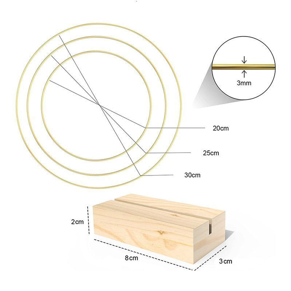 Кольцо металлическое для макраме 20 см, цвет золотистый, неразъемное / кольцо металлическое основа для рукоделия / основа для ловца снов