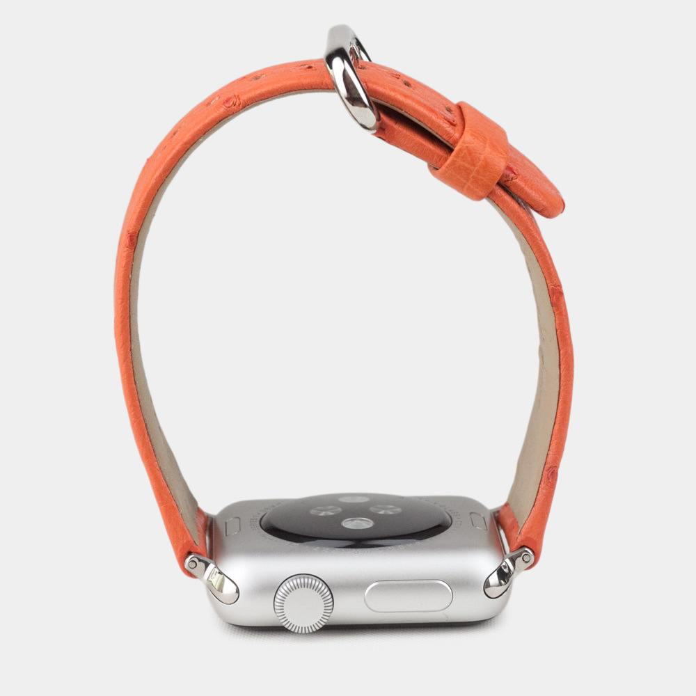 Ремешок для Apple Watch 44/45/46 mm из кожи страуса, оранжевого цвета