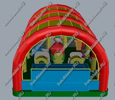 Коммерческий надувной батут "Зверята с крышей" 14*7*6 м