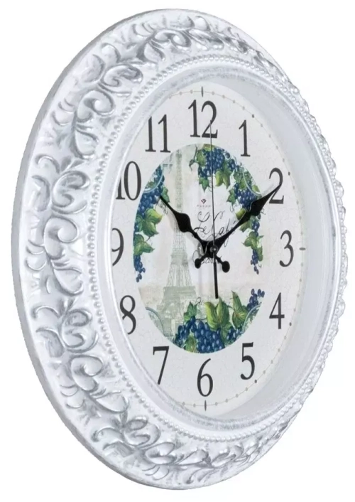 Часы настенные РУБИН  3524-003 круг d=35 см, корпус белый с серебром "PARIS"