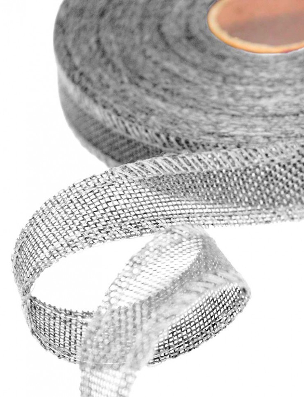 Лента Льняная 2,5см х 28м с проволокой (Серый)