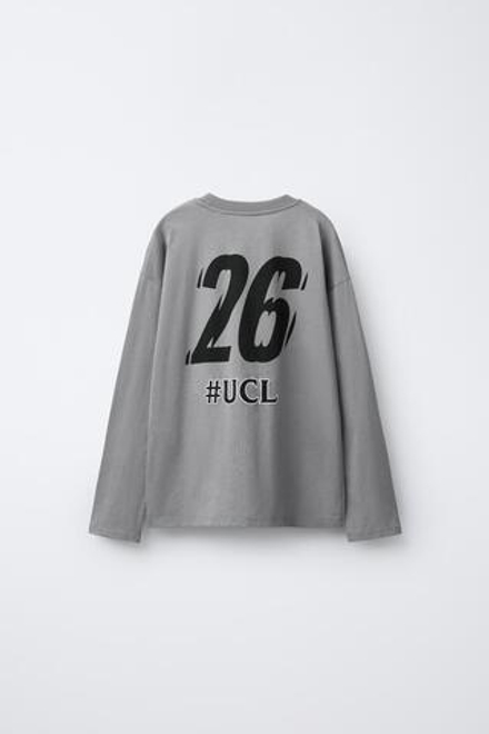 ZARA ФУТБОЛКА С ПРИНТОМ UEFA CHAMPIONS LEAGUE ®, СЕРЫЙ