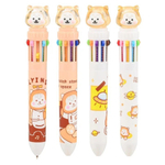 Ручка шариковая, автоматическая, 10в1, Odemei, 10-ти цветная, серия "КОТ КОСМОНАВТ", с резиновой фигуркой, 40 шт