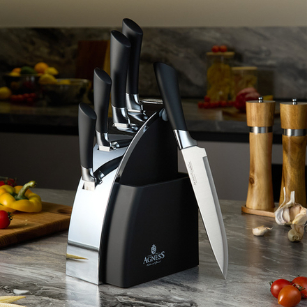 НАБОР НОЖЕЙ AGNESS НА ПЛАСТИКОВОЙ ПОДСТАВКЕ, 6 ПРЕДМЕТОВ