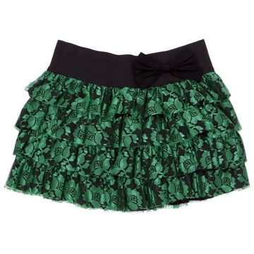 Юбка с кружевами гипюровая зеленая (003)