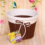 Кашпо плетеное 14*11см «IDEA» со вставкой,цвет коричневый/молочный ДоброСад