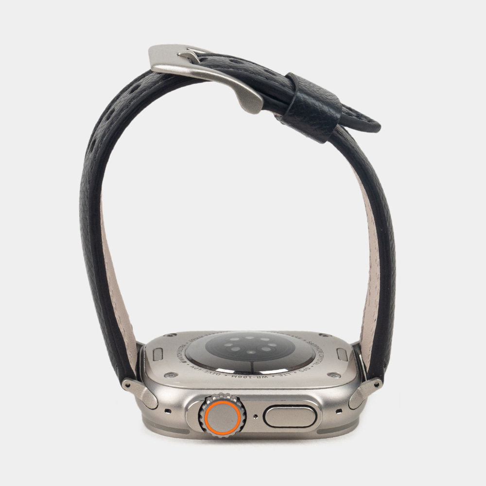 Ремешок для Apple Watch Ultra 49mm из кожи сафьяно,черного цвета