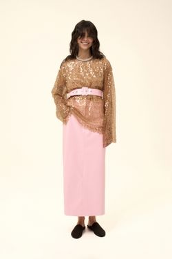 Юбка миди (Лаковый кусочек), розовая