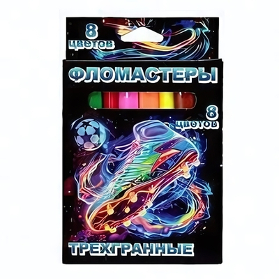 Фломастеры 8цв. "Футбол" треугольные, в карт.упаковке с европодв. (Центрум)