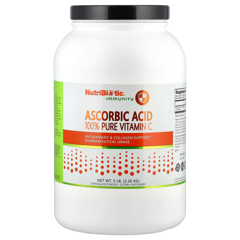 NutriBiotic, Immunity, аскорбиновая кислота, 100% чистый витамин C, кристаллический порошок, 2.26 кг (5 фунтов)
