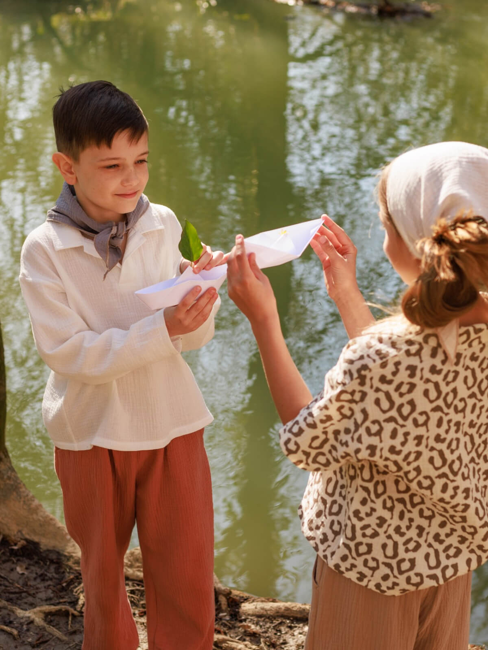 Поло оверсайз с длинным рукавом Mjölk Cream, из муслина, уценка