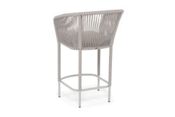 "Марсель" стул полубарный плетеный из роупа, каркас из стали светло-серый (RAL7035) муар, роуп бежевый круглый, ткань Mossle бежевая, пос.H65