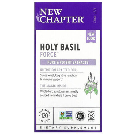 Аюрведа New Chapter, Holy Basil Force, 120 вегетарианских капсул