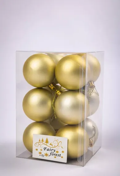 Набор пластиковых шаров Вероника 60 мм., шампань матовый, 12 шт., ЕлкиТорг (150211)