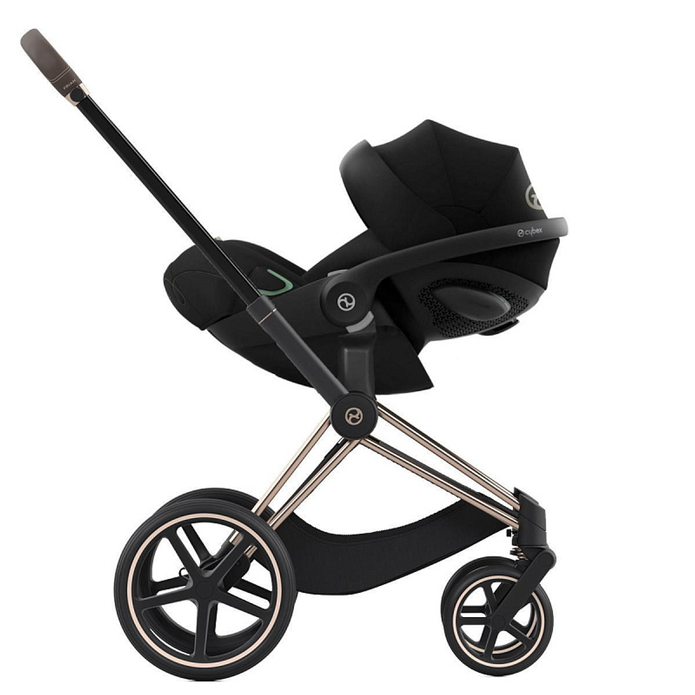 Коляска 3 в 1 Cybex Priam IV Rosegold и автокресло Cloud G i-Size Moon Black Cozy Beige