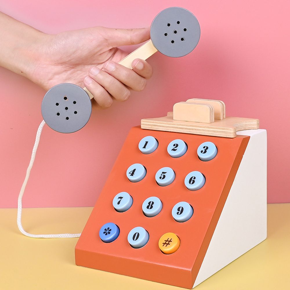 Деревянный игрушечный телефон &quot;Call Time&quot;, красный