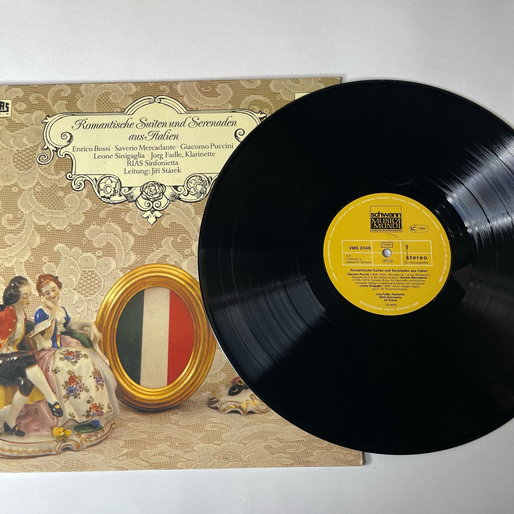 Винтажная виниловая пластинка LP Leone Sinigaglia, Giacomo Puccini, Marco Enrico Bossi, Giuseppe Saverio Mercadante, Romantische Suiten und Serenaden aus Italien (Германия 1979)