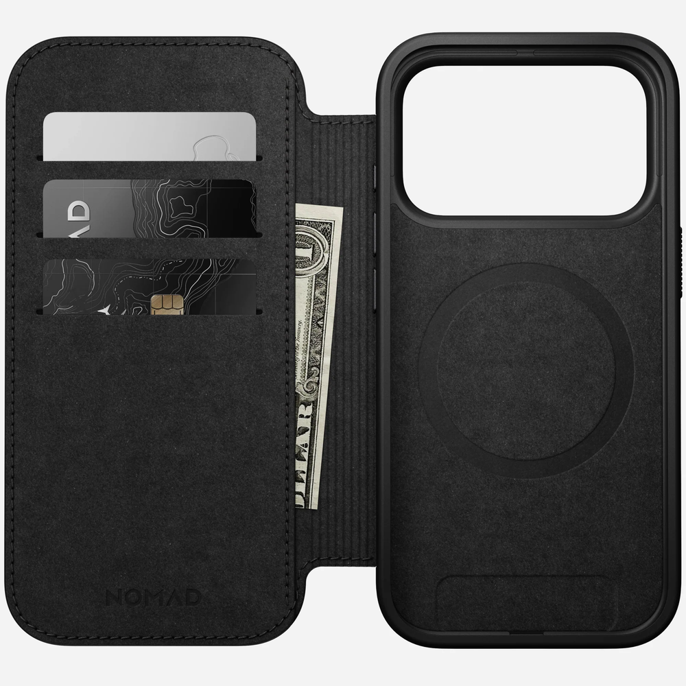 Чехол-книжка с картхолдером Nomad Modern Leather Folio  iPhone 17 Pro черный