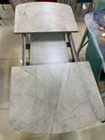 Стол разд Пластиковый подстолье прямое хром Царг.пояс бетон темный Ст-ца каспий серый (кам.т)