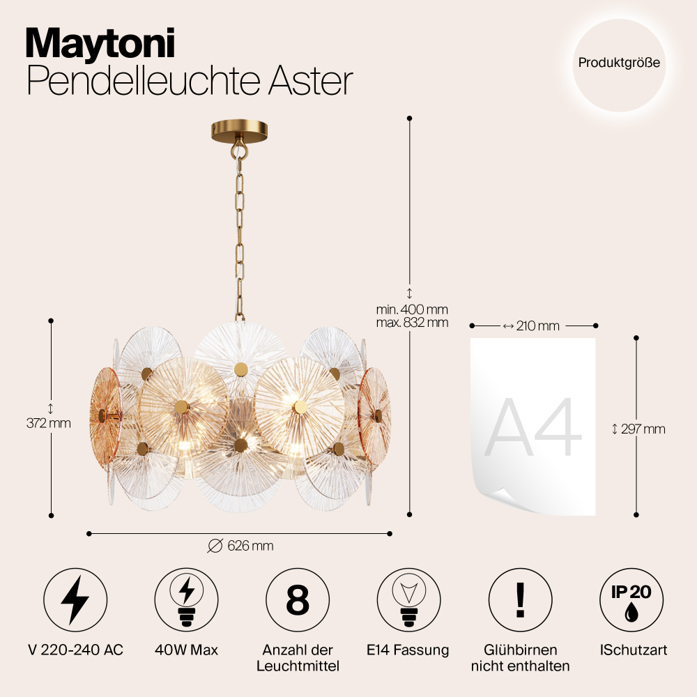 Подвесная люстра Maytoni Aster MOD007PL-08G