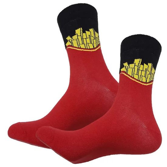 Носки "Картофель фри", р-р 36-41 (красный/черный)