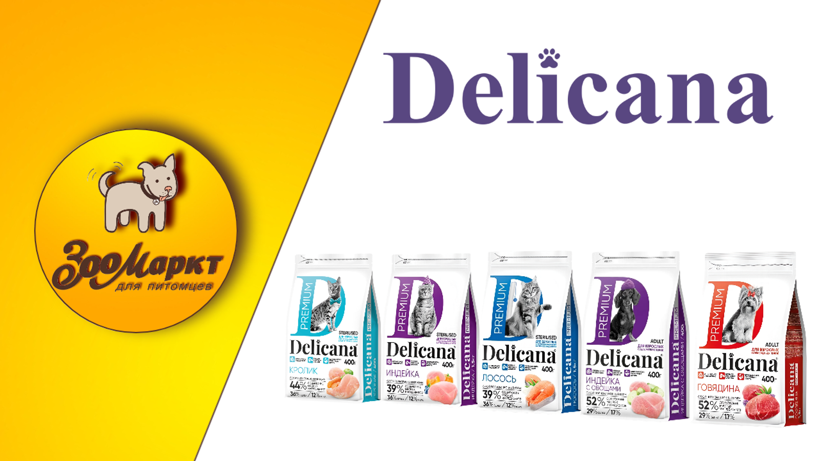 Акция сухие корма для кошек и собак Delicana